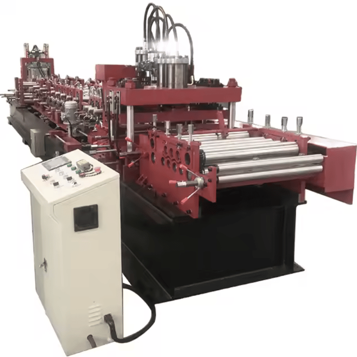 Post Forming Cutter Hydraulic Post Punch and Cutting C Z U Purlin Roll Forming Machine in…