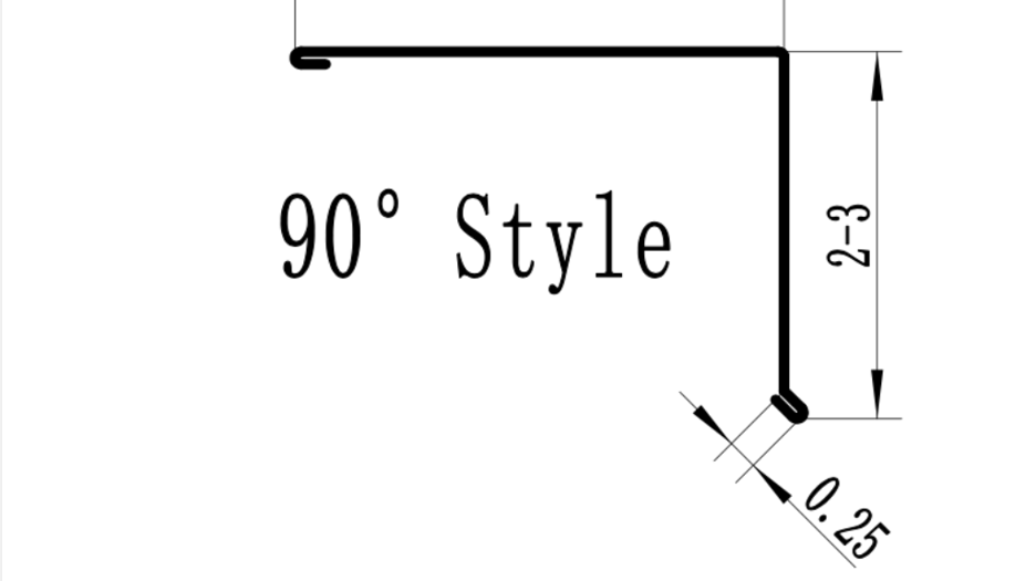 90 degree Style Drip Edge Profile