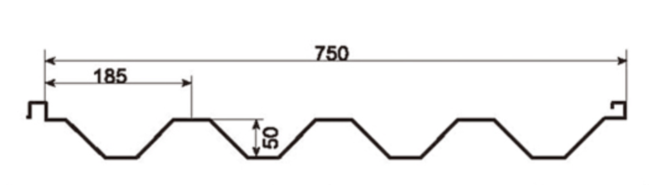 MM-PR-0128 Boltless Roof Panel profile drawing