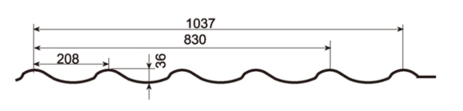 MM-PR-0155 Step Tile Roof Panel profile drawing