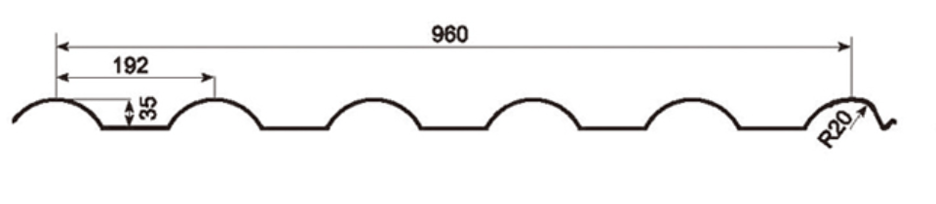 MM-PR-0157 Step Tile Roof Panel profile drawing