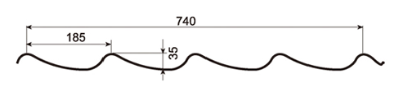 MM-PR-0158 Step Tile Roof Panel profile drawing