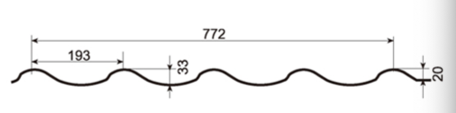 MM-PR-0160 Step Tile Roof Panel profile drawing