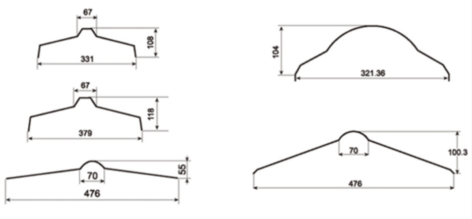 MM-PR-0167 Ridge Caps profile drawing