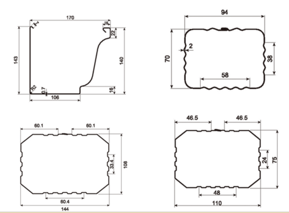 MM-PR-0170 Rainspout's profile drawing