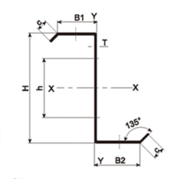 MM-PR-0174 Z Purlin profile drawing