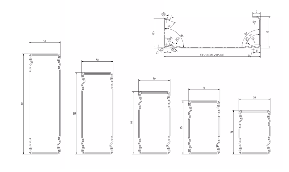 MM-PR-0202 Shelf Column Box Beam profile drawing