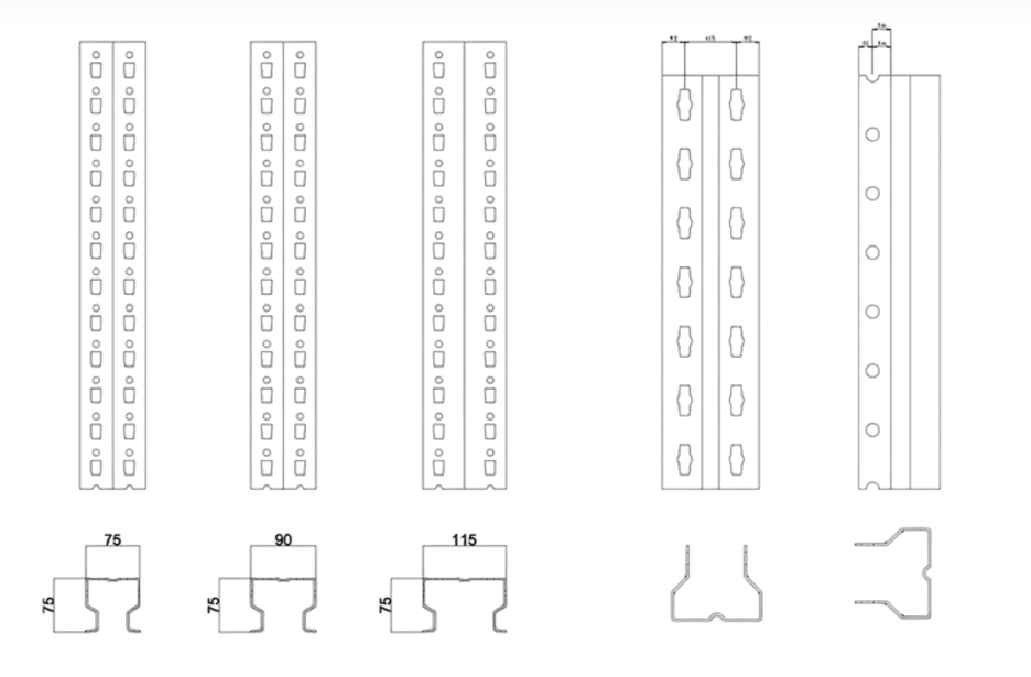 MM-PR-0203 Warehouse Shelf Upright Roll profile drawing