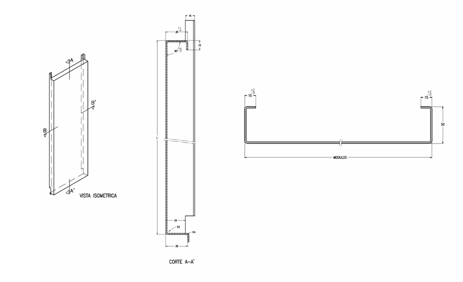 MM-PR-0205 Shelf Panel profile drawing