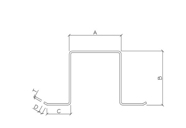 MM-PR-0208 PV Mounting Bracket (HAT / Omega) profile drawing