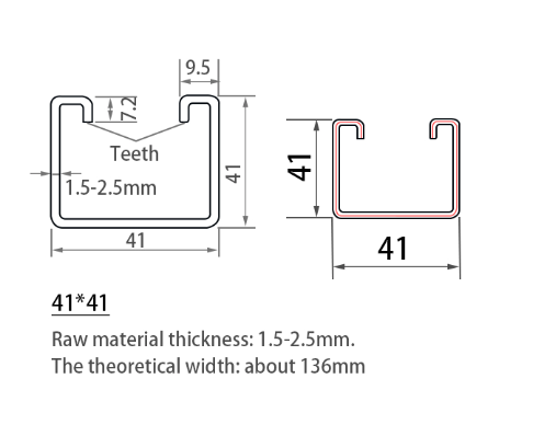 MM-PR-0216 Strut Channel profile drawing