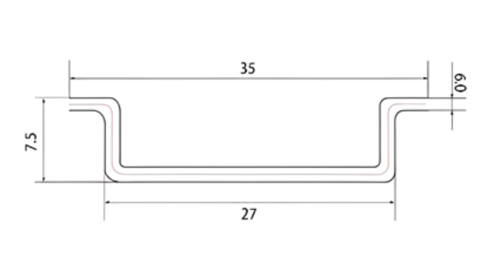 MM-PR-0220 Din Rail profile drawing