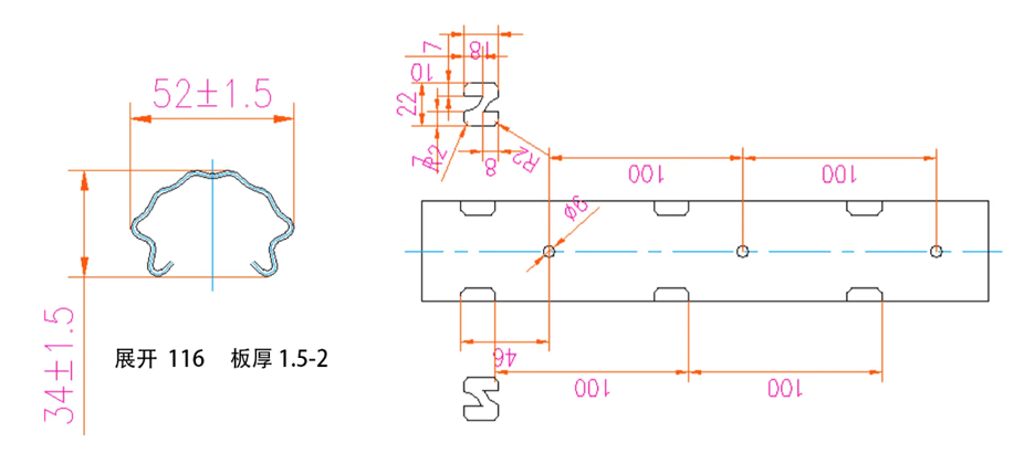 MM-PR-0221 Vineyard Post profile drawing