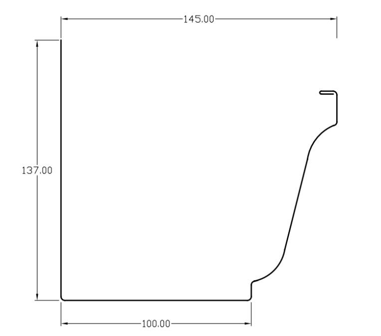 MM-PR-0233 Gutter profile drawing