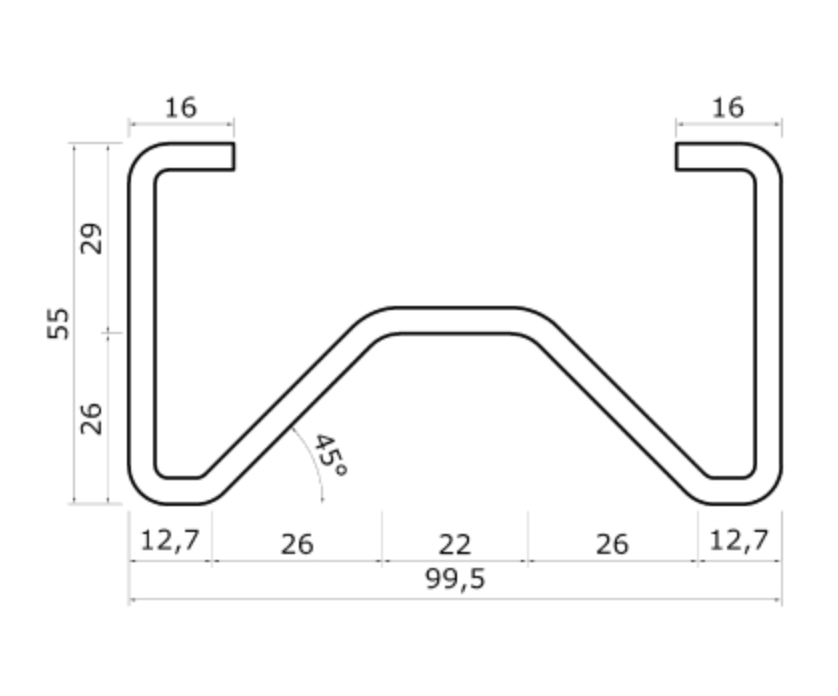 MM-PR-0286 Road Guard Rail Post profile drawing