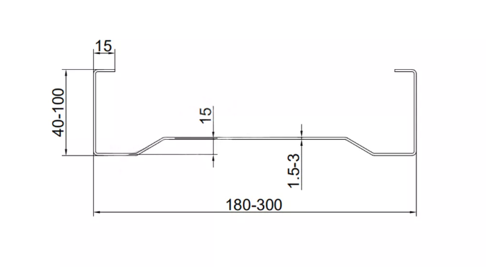MM-PR-0304 M Purlin profile drawing