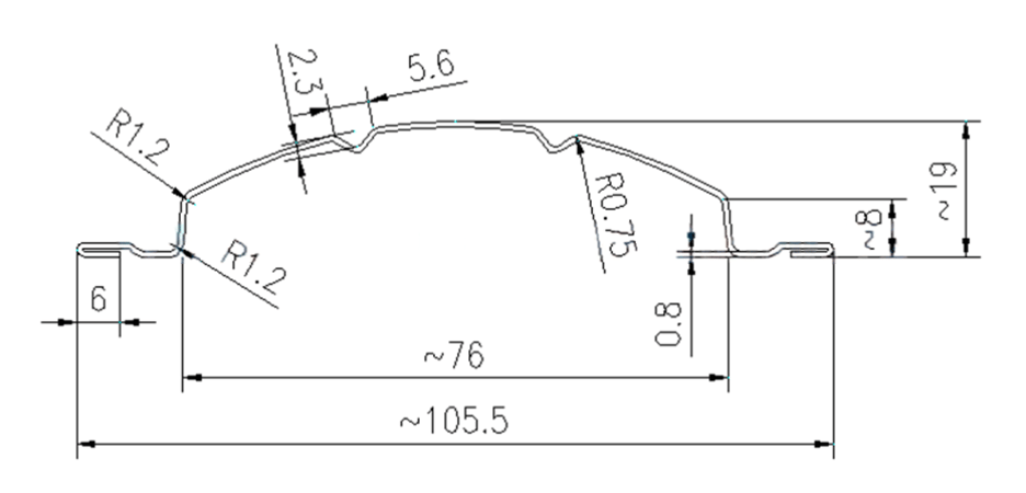 MM-PR-0306 Metal Palisade Fence Roll profile drawing