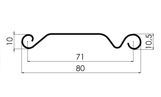 MM-PR-0309 Roller Shutter Door Slat profile drawing