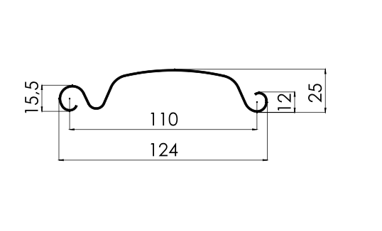 MM-PR-0311 Roller Shutter Door Slat profile drawing