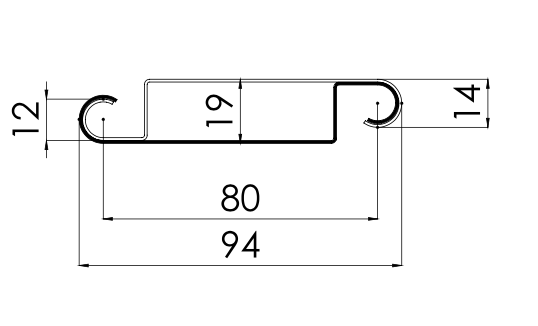 MM-PR-0313 Roller Shutter Door Slat profile drawing