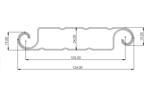 MM-PR-0314 Roller Shutter Door Slat profile drawing