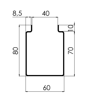 MM-PR-0316 Roller Shutter Door Side Channel profile drawing