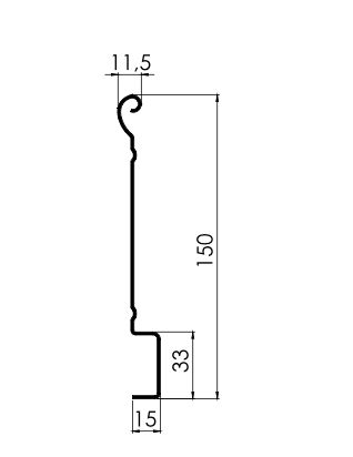 MM-PR-0320 Roller Shutter Door Bottom Slat profile drawing