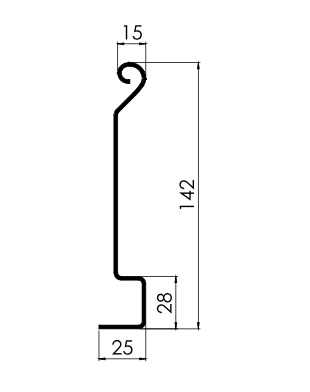MM-PR-0321 Roller Shutter Door Bottom Slat profile drawing