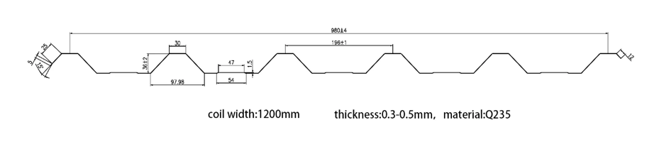 Trapezoidal panel profile drawing