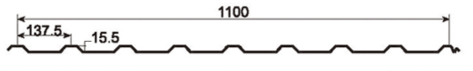 15.5 1100 Metal Roof & Siding Panel Profile profile drawing