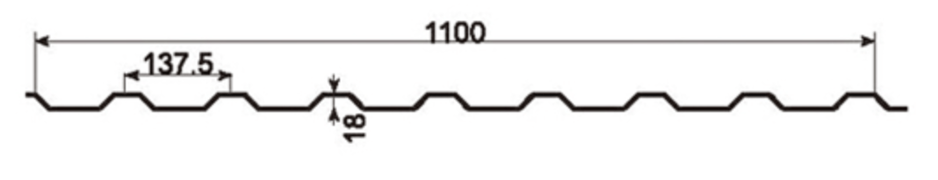 18/1100 Metal Roof & Siding Panel Profile profile drawing
