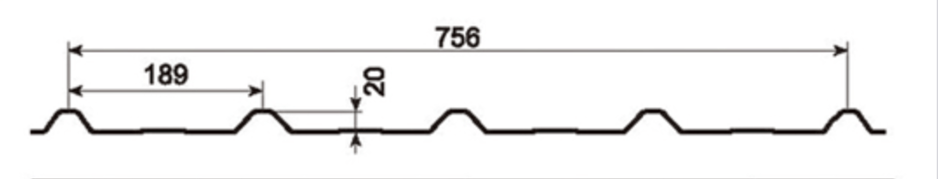 20/756 Metal Roof & Siding Panel Profile profile drawing