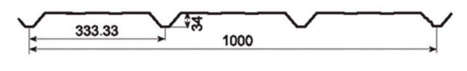 34/1000 Metal Roof & Siding Panel Profile profile drawing