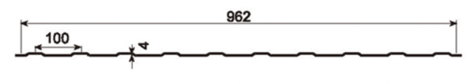 4/962 Metal Roof & Siding Panel Profile profile drawing