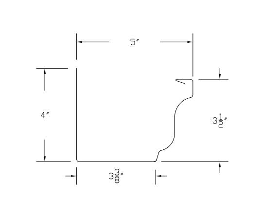 4" K Style Gutter Profile profile drawing