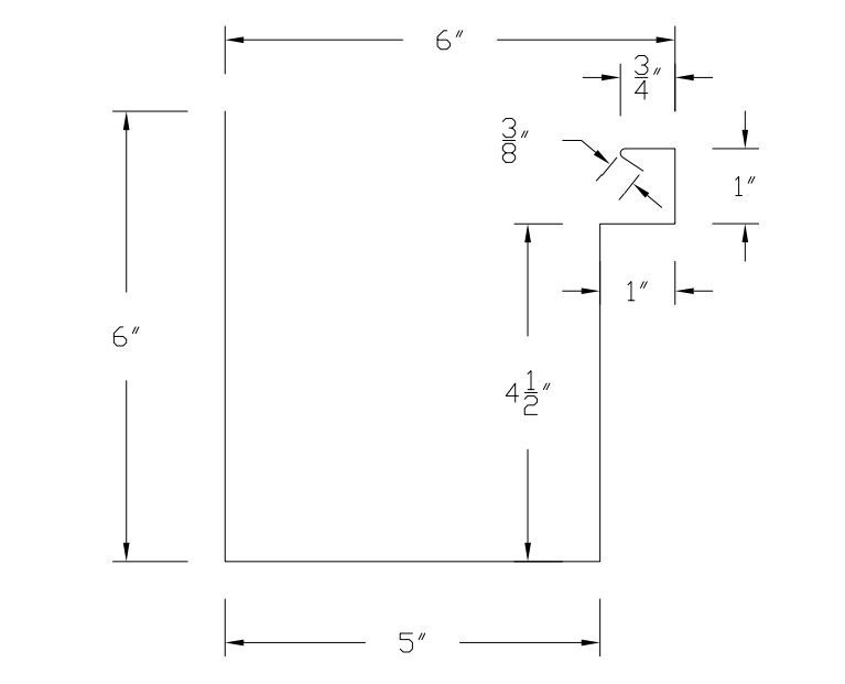 6" Box Gutter Profile profile drawing