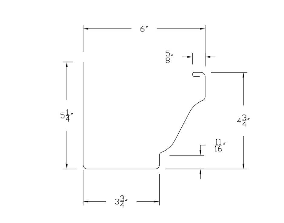 6" K Style Gutter Profile profile drawing