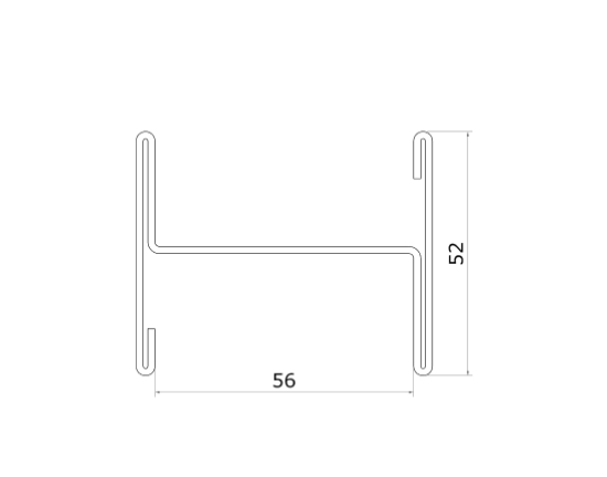 60mm Wall Connection H Roll Formed Profile profile drawing