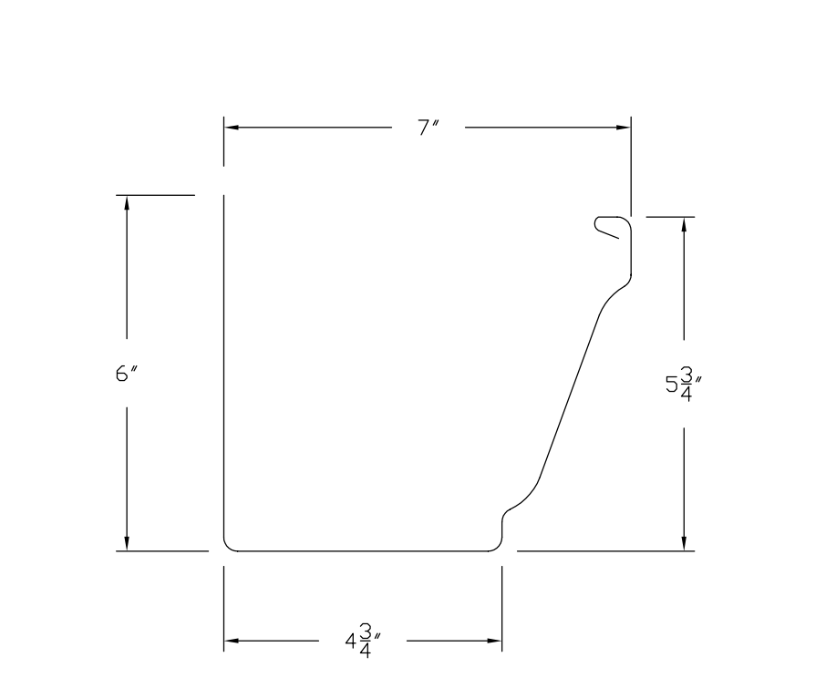 7" K Style Gutter Profile profile drawing