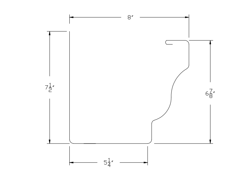 8" K Style Gutter Profile profile drawing