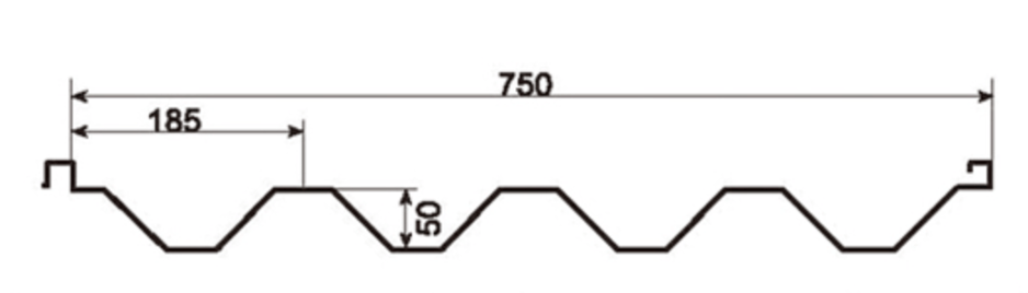 MM-PR-0128 Boltless Roof Panel profile drawing