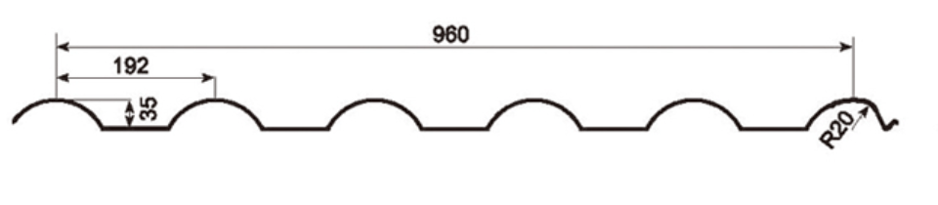 MM-PR-0157 Step Tile Roof Panel profile drawing
