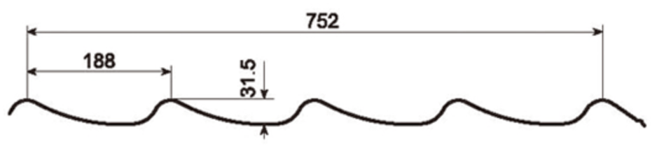 MM-PR-0161 Step Tile Roof Panel profile drawing