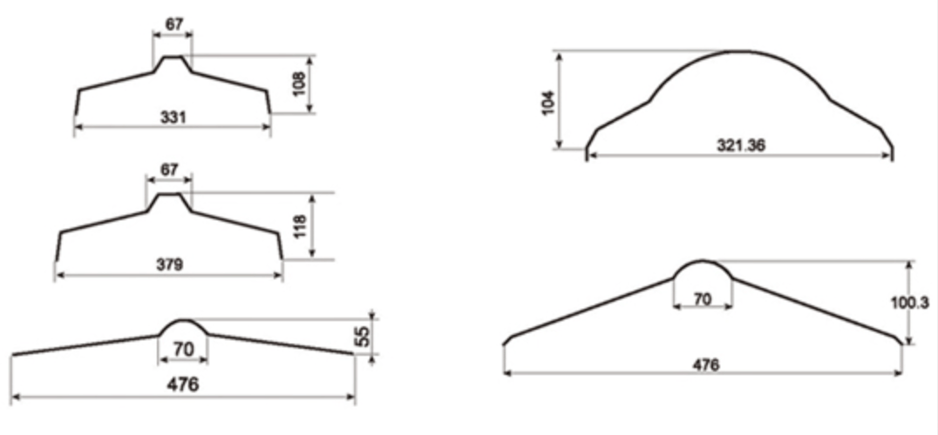 MM-PR-0167 Ridge Caps profile drawing