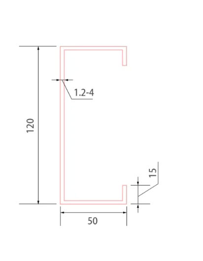 MM-PR-0207 PV Mounting Bracket C Shape profile drawing