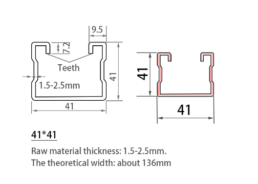 MM-PR-0217 Strut Channel profile drawing