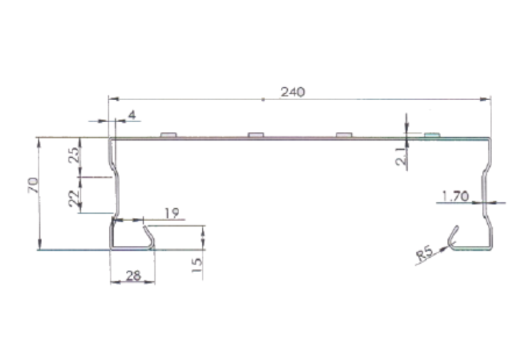 MM-PR-0222 SCAFFOLDING WALKING BOARD profile drawing