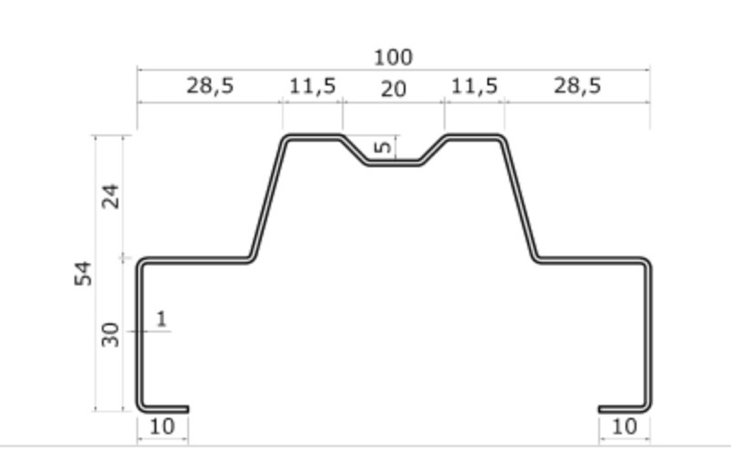 MM-PR-0267 Mezzanine Chassis Joist Covering profile drawing