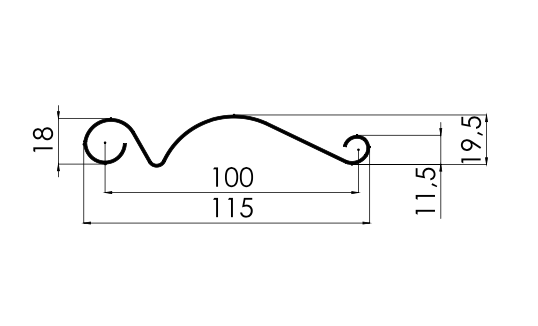 MM-PR-0312 Roller Shutter Door Slat profile drawing