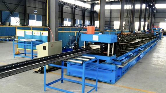 What is the frame of a roll forming machine made from